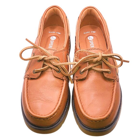 Sperry PlushStep Boat Shoes Tan Leather Women’s 7 Moccasins - Picture 1 of 14